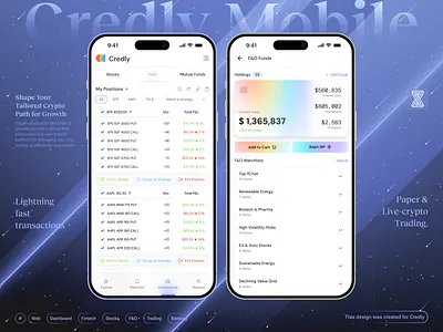 Fintech Mobile app - Investments Page ai application banking charts crypto dashboard ecommerce finance finance dashboard fintech dashboard fintech web investments page light theme markets page stocks trading trading exchange ui web design web3