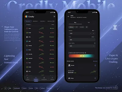 Fintech Mobile app | Watchlist | Credly application banking charts crypto mobile dark theme ecommerce mobile finance finance dashboard mobile fintech dashboard fintech mobile fintech mobile app fintech web investments page markets mobile app mobile design stocks trading ui wathclist