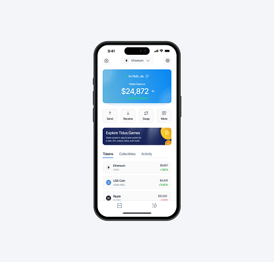 Tidus Wallet Redesign blockchain app crypto app crypto home screen crypto home screent crypto mobile app crypto wallet crypto wallet app design mobile app mobile app design ui wallet wallet app design wallet home screen web3 web3 design