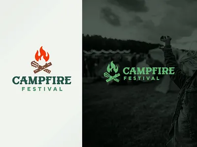 Campfire Fest Logo branding campfire camping concert design event festival graphic design guitar logo music tent vector