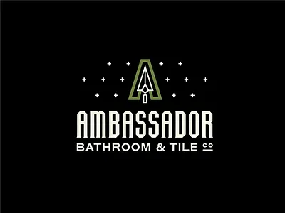 Ambassador Bathroom & Tile a condensed type illustration logo design monogram mosiac serif tile trowel