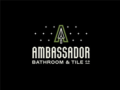 Ambassador Bathroom & Tile a condensed type illustration logo design monogram mosiac serif tile trowel