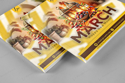 NEW MONTH FLYER - MARCH 2025 active branding brown design flyers gold graphic design happy new month lx manipulation march minimalistic mockup photoshop pinterest professional ramadan recent social media