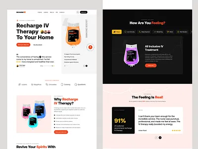 Recharge IV - Therapy Web & Mobile App app design branding business hompage iv therapy landing page medical care mental health mobile app psychotherapy saas therapist therapist website therapy website ui ux web web animation web design website design