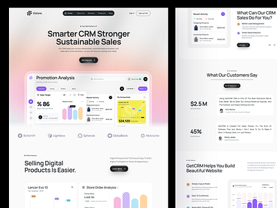 Vistore - CRM SaaS Landing Page application crm dashboard elementor framer landing page platform report saas sales software startup ui webflow website wordpress