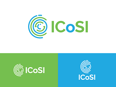 Logo Design for ICoSI blue brand identity branding circle circular company conference logo corporate graphic design green logo logo design maze