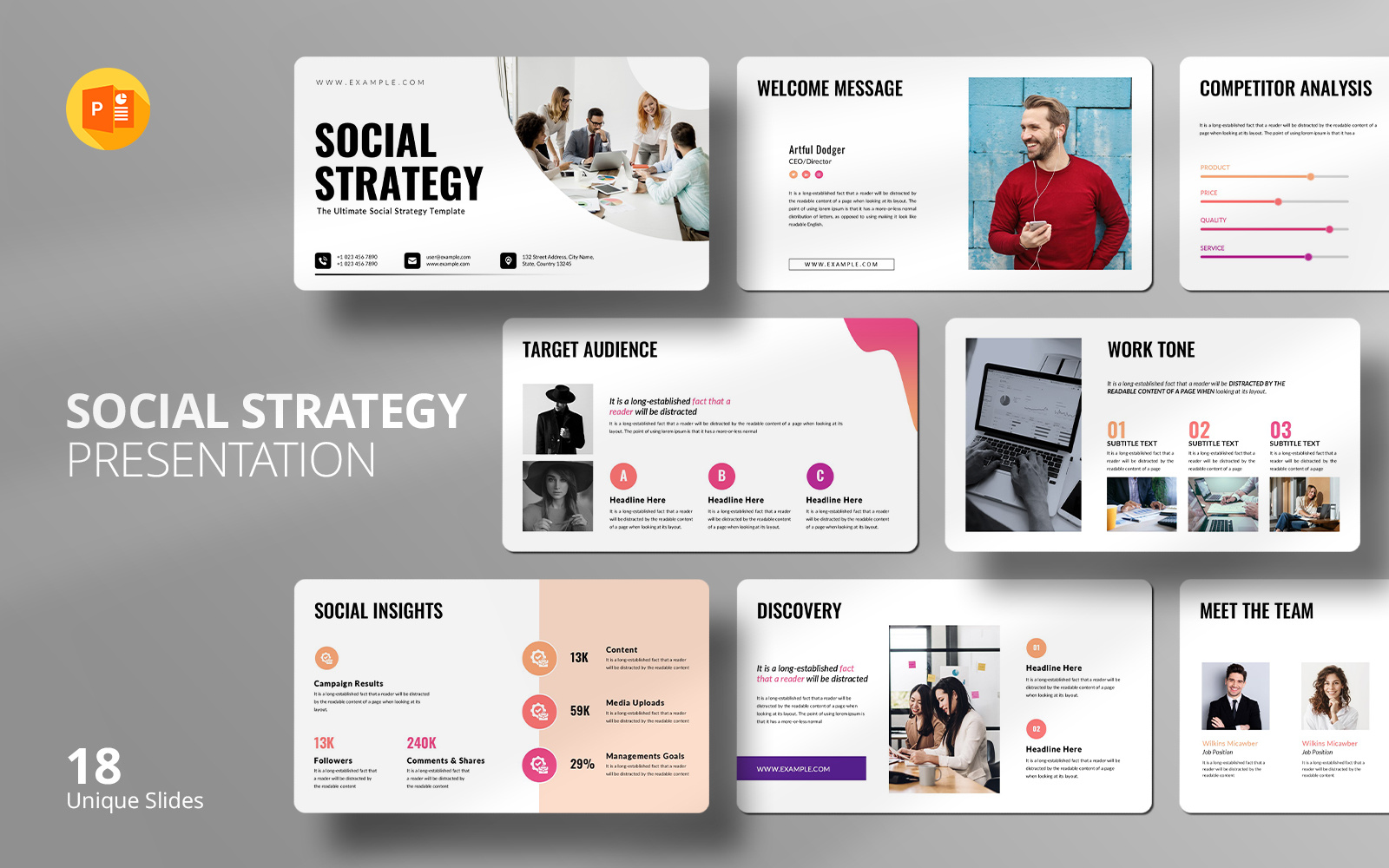 Social Strategy PowerPoint Template content marketing plan ppt