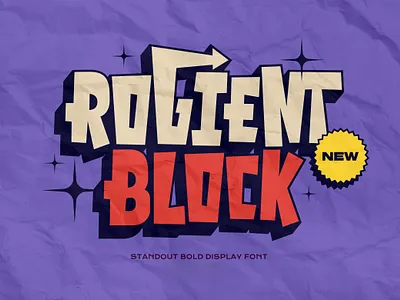 Rogient Block branding decorative font display font funky graffiti handwriting hip hop logo design music playful poster punk retro rock skateboard street type typeface