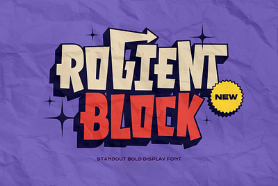 Rogient Block branding decorative font display font funky graffiti handwriting hip hop logo design music playful poster punk retro rock skateboard street type typeface