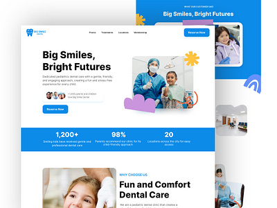 Big Smile Dental - Dental Website🦷 dental design desktop figma illustration pediatric tooth ui uiux user interface web design website website design website interface