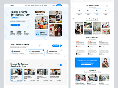 FixrHub – Home Service Website UI cleanui dashboarddesign ecommerceui handymanservices homeservices intuitivedesign landingpagedesign maintenanceservices minimaldesign modernui onlinebooking professionalservices responsivedesign servicemarketplace uiuxdesign userexperience uxdesign webappdesign webdesign websiteui