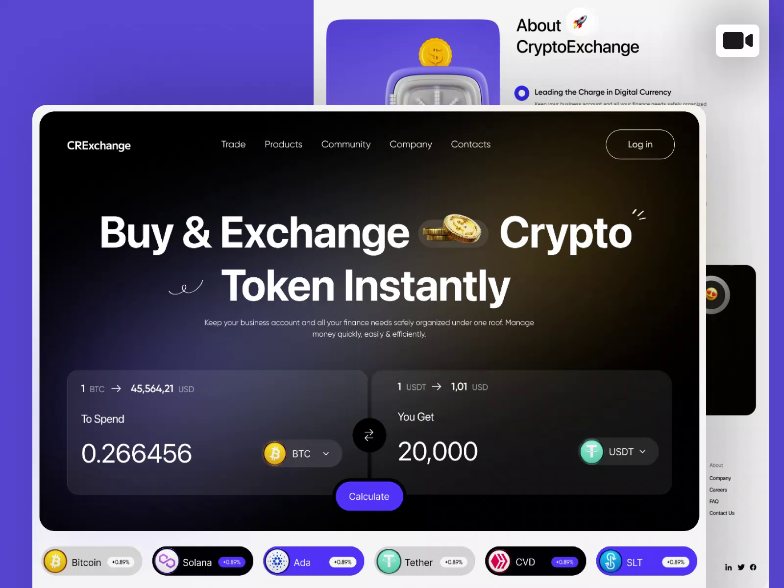 Crypto and exchange web ui design by Roohi Koohi ✦ on Dribbble