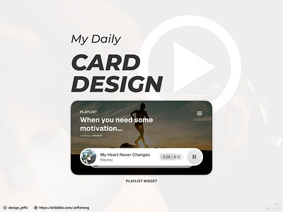 Daily Design 4 - Playlist widget app card clean design flat music song ui ux widget