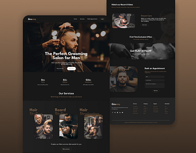 Salon website UI Design-Dark Concept 3d branding design designer figma graphic design landing page design ui ui design uiux website