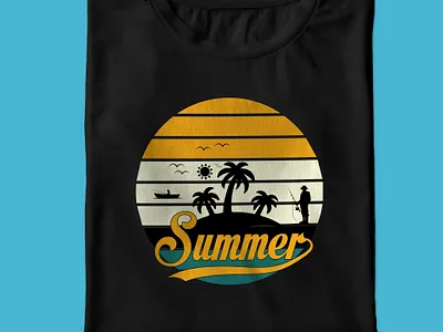 Vintage Summer Vibes - Retro Sunset T-Shirt Design apparel design beach wear branding creative custom t shirt design fishing life graphic design graphic tee outdoor adventure palm tree art retro design summer vibes sunset lover t shirt design trendy fashion tropical style tshirt vector vintage sunset