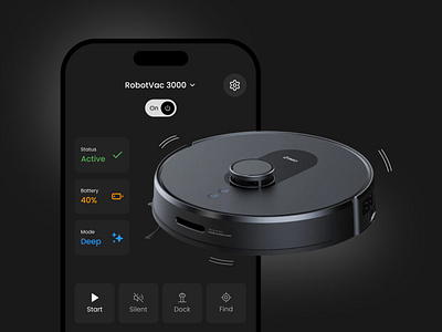 Vacuum Cleaner App - UI Design app design app ui automation bot clean cleaner cleaner bot cleaning home icons iot mobile mobile app robot robot cleaner transparent ui ux vacuum vacuum robot
