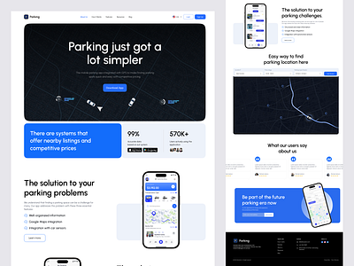 Car Parking Smart Landing Page-ParkWhiz ai app landing page booking car design home page ios landing page maps parking app parking landing page parking location parking mobile saas tracking ui vehicle web design website