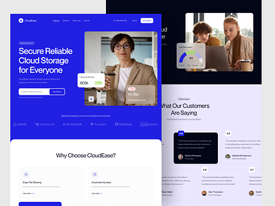Could Storage Saas Website-CloudEase backup cloud data design files homepage identity landing page saas saas landing page saas website storage tool web web design website