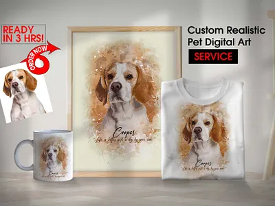 Custom Realistic Pet Digital Art Service animal portrait cat painting custom painting digital art dog painting dog portrait family painting memorial painting pet illustration photo to painting realistic pet art realistic portrait