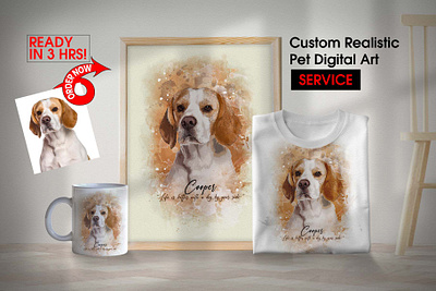 Custom Realistic Pet Digital Art Service animal portrait cat painting custom painting digital art dog painting dog portrait family painting memorial painting pet illustration photo to painting realistic pet art realistic portrait