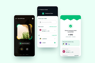 Scan & Pay - Finsara app design bank card clean ui fintech green minimal payment scan scan and pay ui design uiux ux design