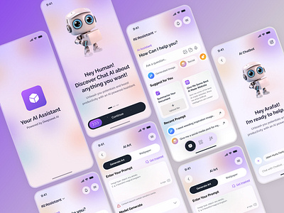 AI Assistant - Mobile App Ui Design ai ai app ai app design ai assistant ai chatbot animation app app animation application assistant chat chatbot chatgpt midjourney minimal design mobile mobile app modern app ui ux