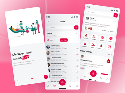 Blood Donation Mobile App redesign blood bank blood donar charity clean donate donation education emergency fireartstudio foundation fundraising hospital ios minimal organization philanthropy red design uidesign uiuxdesign uxdesign