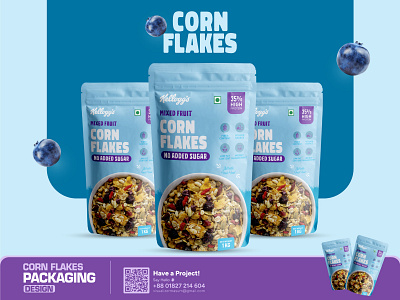 Corn Flakes Packaging Design brand design brand packaging cookie packaging corn flakes packaging design food packaging label design oats packaging packaging print design product label design product packaging typography