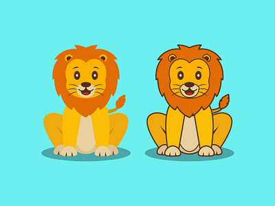 The King of the Jungle animal cartoon character cute flat happy icon illustration lion mascot playful