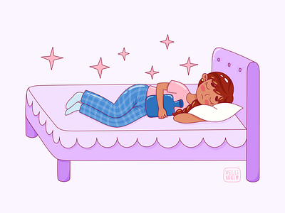 Girl illustration. Doodle character design art artist bed cartoon character character design concept doodle dream girl girly illustration purple violet