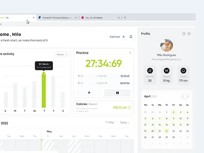 Green Life 💚 ( ercisxee management dashboard ) Version 2 clean dashboard dashboard management exercise gym gym management gym management dashboard light manager sports ui ui dashboard ui design ui web uiux userinterface ux ux design web design website