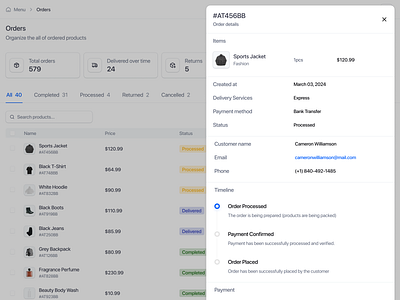 E-Commerce Saas Web App - Orders Details Page admin b2b content table dashboard design ecommerce inventory order details product design product list saas sales store table ui uiux ux warehouse web app web design