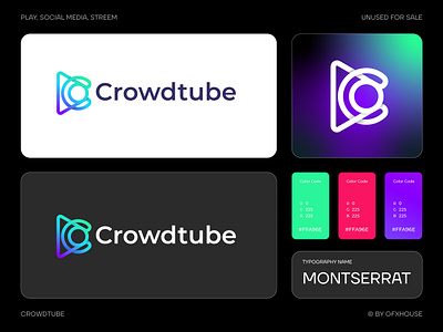 Crowdtube logo design branding, modern c logo app branding c letter logo colorful logo design graphic design illustration logo modern logo tube logo typography vector video logo youtube logo