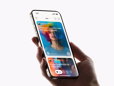 Social Media App – Interactive News Feed Screen app app design app ui application ui community interactive app ios mobile mobile app mobile app design mobile design newsfeed product design social app social m social media social media newsfeed