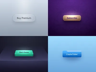 Premium Buttons 3d buttons component cta design system folder game button game design glass glass button glassmorphism gold ios button premium premium button rewards shiny button silver subscribe ui