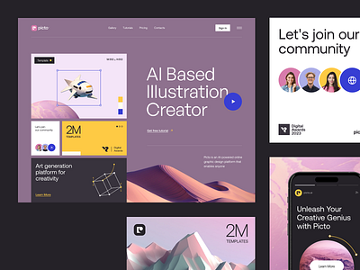 Website for an AI Platform SaaS ✦ Picto design interface product service startup ui ux web website