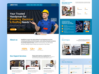 Handyman services website design conversion focused ui figma design handyman website landing page design local home services web design mobile optimized service website modern service website ui plumber electrician web design plumbing webdesign produc product design responsive design responsive web design roofing services website service booking website uiux design visual design website design