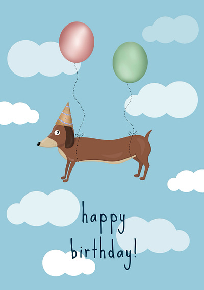 Card card cartoon dog illustration minimalist poster