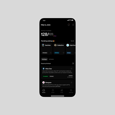 Drops Home screen ui