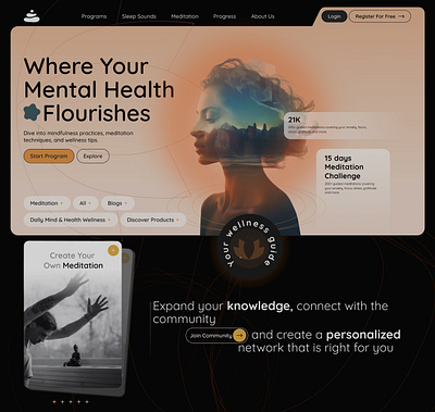 Meditation website ✨🧘🏻‍♀️🧘🏻‍♂️✨ app design css design figma html mobile app product design prototype ui uiux usability test ux web design website wireframe