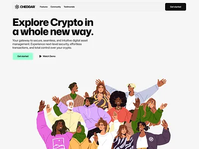 Cheddar - Crypto Wallet Landing Page buttons crypto crypto wallet illustration landing page product design ui web design website design