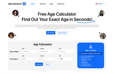 AI-Powered Age Calculator – Smart & Sleek Design! agecalculator graphic design prototype ui webapp