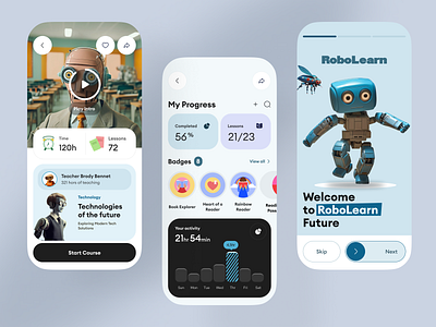 AI-Powered Learning - App Design college e learning education learning learning platform mobile app online class online course online education school ui university ux