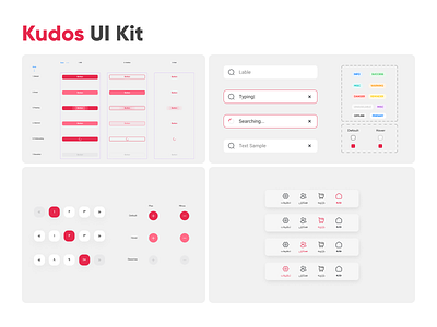 UI kit for Kudos software app application badge branding button design design system elements input kudos navbar navigation navigation bar paginate pagination ui ui kit ux