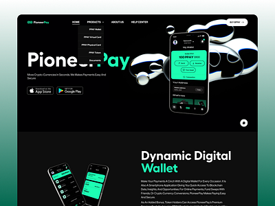 PioneerPay - Crypto Wallet blockchain crypto landing page wallet website design