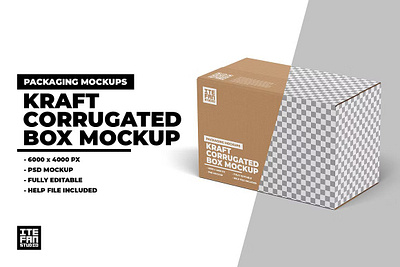 Kraft Corrugated Box Mockup box mockup box template cardboard carton corrugated factory flute kraft corrugated box mockup kraft paper mockup manufacturer mockup packaging paper box mockup product shipping storage template