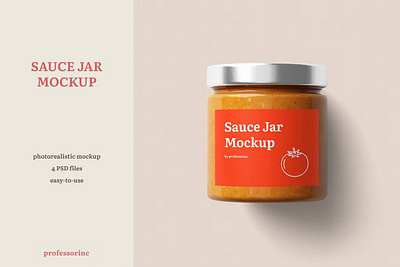 Sauce Jar Mockup cap food food package glass jar kitchen label mock up mockup package packaging product sauce sauce jar mockup showcase