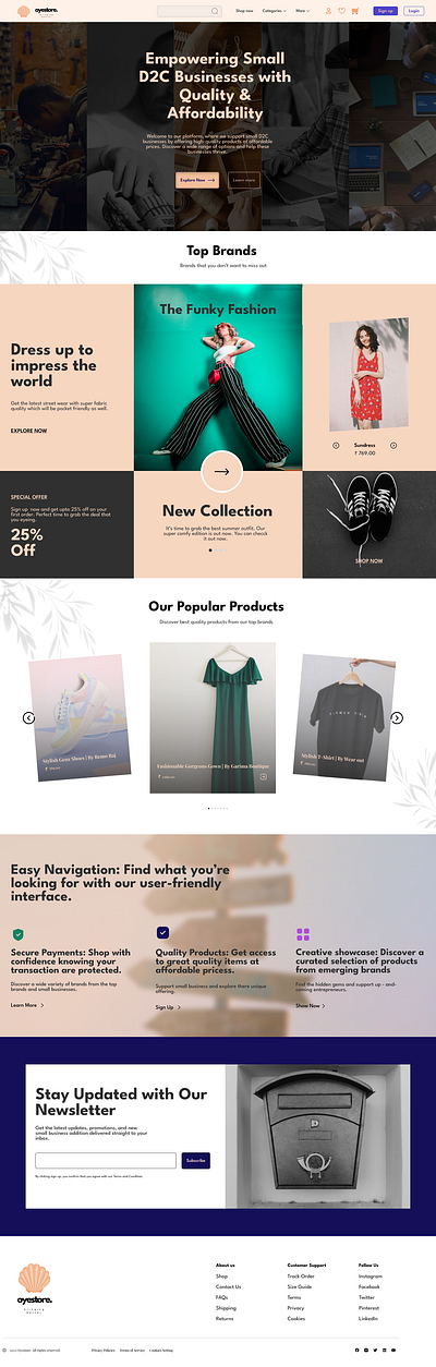 Modern & Minimal E-Commerce Homepage for D2C Brands branding design e commer illustration minimalistic design ui uidesign ux