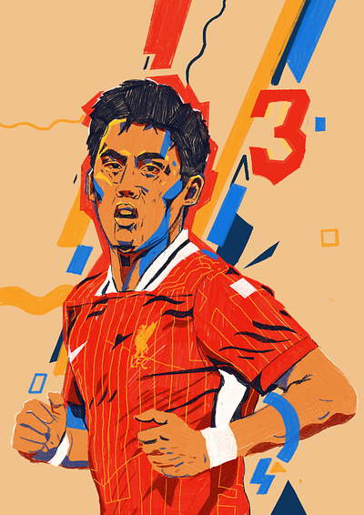 Wataru Endo - FC Liverpool character fc liverpool football football illustrated football illustration footballer illustration illustrator japan japan captain midfielder modern portrait people portrait portrait illustration soccer soccer illustrated wataru endo