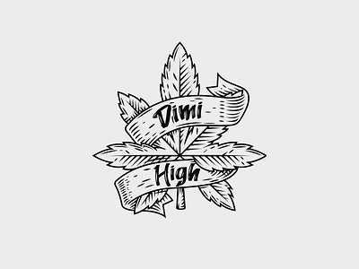 DJ brand branding cannabis design elegant engraving graphic graphic design hatching hemp illustration logo logo design logotype modern monochrome ribbon vector